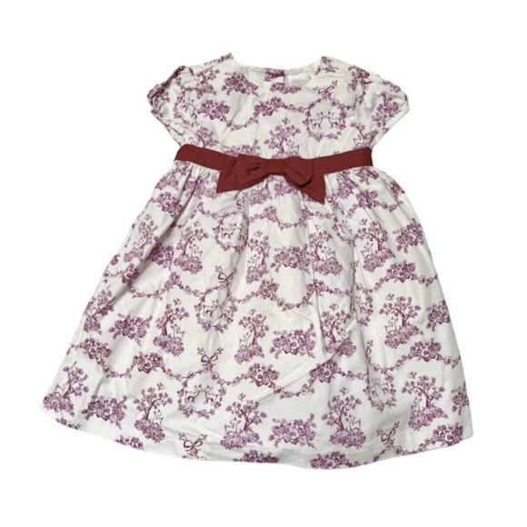 Gymboree Toile Floral Bunny Holiday Dress 24m - Picture 1 of 5